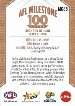 2023 Select AFL Footy Stars - AFL Milestones Games #MG85 Jackson Nelson Back